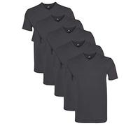 Lower East Basic Men's T-Shirt with V-Neck, Pack of 5, Grey Forged Iron, S