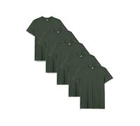 Lower East Basic Short Sleeved Men's T-Shirt, Pack of 5, Dark Green, XXL