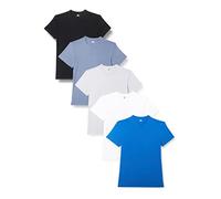 Lower East Basic Short Sleeved Men's T-Shirt, Pack of 5, White / Grey Melange / Olympia Blue / Folkstone Grey / Black, XL