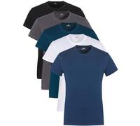Lower East Le105 T-Shirt, Black, Petroleum, Denim Blue, White, Anthracite, M (Pack of 5) Men