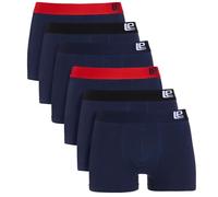 Lower East Men's Boxer Shorts, Dark Blue With Black And Red (Pack of 6), M