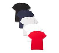 Lower East Mens Le156 T-Shirt, 2x White, 2x Light Grey Heather / 1x Red / 1x Dark Green / 2x Dark Blue / 2x Black, M UK