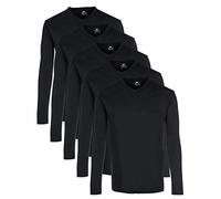 Lower East Men's Multipack of 5: Long-sleeved V-Neck Shirt, Black (Pack of 5), M