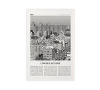 Lower East Side Black And White, New York City Retro City Map Travel Landscape Canvas Art Wall Decor Posters Home Bar Restaurant Garage Cafe Logo Gift 20x30inch(50x75cm)