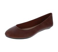Lower East Side Women's Patent Chelsea Round Toe Dress Casual Flats, Cognac, 9.5 Wide
