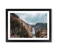 Lower Falls in The Rocky Mountains Framed Print | A2 Black Framed Wall Art | Ready to Hang | Modern Landscape Picture | Living Room Bedroom Lounge Office