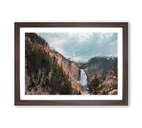Lower Falls in The Rocky Mountains Framed Print | A2 Walnut Framed Wall Art | Ready to Hang | Modern Landscape Picture | Living Room Bedroom Lounge Office