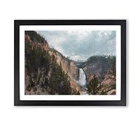 Lower Falls In The Rocky Mountains Modern Art Framed Print | A2 Black Framed Wall Art | Ready to Hang | Modern Landscape Picture | Living Room Bedroom Lounge Office