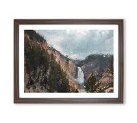 Lower Falls In The Rocky Mountains Modern Art Framed Print | A3 Walnut Framed Wall Art | Ready to Hang | Modern Landscape Picture | Living Room Bedroom Lounge Office