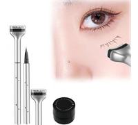 Lower Lash Stamp, 2-in-1 Waterproof Sweatproof Eyeliner & Lower Eyelash Stamp Set, Eye Makeup Stencil with Ink, Lower Eyelash Stamps Quick Eye Makeup Tool for Beginner (Black)