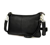 Lowille Genuine Leather Clutch Wallet For Women Wristlet Envelop Crossbody Purse Card Shoulder Bag (Black)