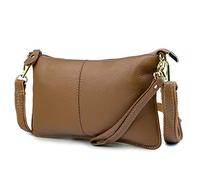 Lowille Genuine Leather Clutch Wallet For Women Wristlet Envelop Crossbody Purse Card Shoulder Bag (Khaki)