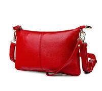 Lowille Genuine Leather Clutch Wallet For Women Wristlet Envelop Crossbody Purse Card Shoulder Bag (Red)