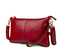Lowille Genuine Leather Clutch Wallet For Women Wristlet Envelop Crossbody Purse Card Shoulder Bag (Wine Red)