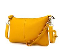 Lowille Genuine Leather Clutch Wallet For Women Wristlet Envelop Crossbody Purse Card Shoulder Bag (Yellow)