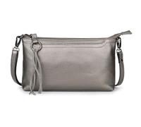 Lowille Genuine Leather Crossbody Bag For Women Head Layer Genuine Leather Bag Small Tassel Shoulder Bag Zipper Clutch Wallet (Silver)