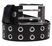 Lowlife Duplici Vegan Double Eyelet Faux Leather Belt in Black & Silver