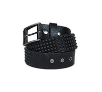 Lowlife of London Belts Shrink 5 Row Pyramid Leather Belt in Black Black X Small, Studded Punk Goth Rock Pyramid Belt, Metal Stud Five Row Rivet for Men and Women