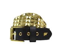 Lowlife Triple S Studded Leather Belt in Black and Gold size 36" - 38" Waist (L)