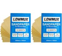 LowMux Sandpaper Sheets, Pack of 20, Mixed Grit 60/120/220, 230x140mm