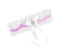 LOWOSAIWOR Wedding Garter For Bride With Rhinestones Sparkel Handmade Bridal Garters for Women (Light Purple)