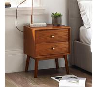 Lowry Bedside Cabinet - 2 Drawer - Cherry Wood - Retro Style