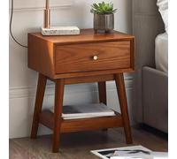 Lowry Bedside Table - 1 Drawer - Cherry Wood - Retro Style