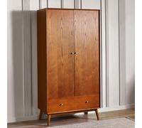 Lowry Double Wardrobe - 2 Door - 1 Drawer - Cherry Wood - Retro Style