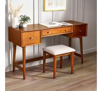 Lowry Dressing Table with Stool - 3 Drawer - Cherry Wood - Retro Style