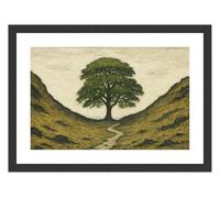 Lowry-Style Framed Print. Beautiful Black Ash Frame. Various Designs (Lowry, Sycamore Gap Tree)