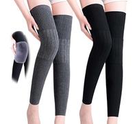 LOWVEDGK 2PAIRS Over-the-Knee Warm Socks Extended Warm and Non-slip Knee Pads (2 Pairs,One Size)