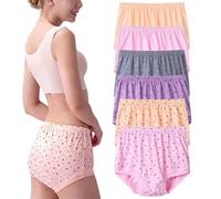 LOWVEDGK 6PCS Elderly Women's Underwear Ladies Knickers Packs Ultra-Soft Cotton Briefs Washable Incontinence Pants (6 Pcs,M)