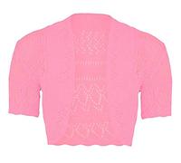 Loxdonz Girls Kids Short Sleeve Crochet Knitted Bolero Shrug Top Cardigan Shrug (13 Years, Baby Pink)