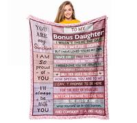 Loxezom to My Bonus Daughter Gifts Throw Blanket 60" x 50", Step Daughter Gifts from Stepmom Stepdad for Teen Girls Women, Best Stepdaughter Gifts for Christmas Valentine’s Mother’s Day Birthday Gifts