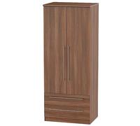 Loxley Assembled 2 Door 2 Drawer Wardrobe Walnut