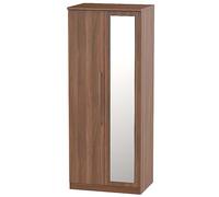 Loxley Assembled 2 Door Single Mirrored Wardrobe Walnut