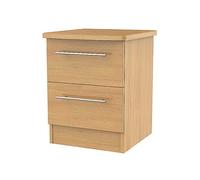 Loxley Assembled 2 Drawer Bedside Table Oak