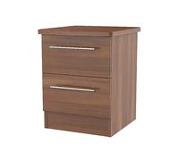 Loxley Assembled 2 Drawer Bedside Table Walnut