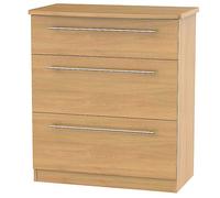 Loxley Assembled 3 Deep Drawer Chest of Drawers Oak