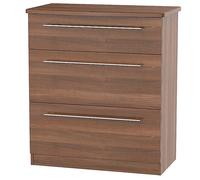Loxley Assembled 3 Deep Drawer Chest of Drawers Walnut