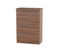 Loxley Assembled 4 Deep Drawer Chest of Drawers Walnut