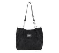 LOXOMU Women's Corduroy Tote Bag, Cute Shoulder Bag Large Hobo Handbag for Women with Smooth Zip for Work & Everyday Use (Black)
