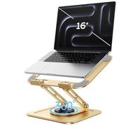 LOXP Adjustable Laptop Stand, Computer Stand with 360 Rotating Base, Ergonomic Laptop Riser Mount for Desk Foldable Protable Computer Desk Fits with MacBook Pro Air (10-16") - Gold