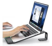 LOXP Laptop Stand for Desk with Wrist Protection, Heat Dissipation, Aluminum Alloy Portable Laptop Notebook Stand for MacBook Air Pro, Dell XPS, HP (10-17.3'') - Black