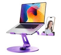 LOXP Laptop Stand with Phone Holder, Adjustable Laptop Stand with 360 Rotating Base, Aluminum Computer Mount Holder, Ergonomics Laptop Riser for Desk, Fits MacBook, up to 17.3" All Notebooks Purple
