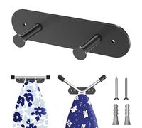 LOXSUN Ironing Board Hanger Wall Mount, Ironing Board Holder with Removable Hooks, Laundry Rooms Iron Boards Hook for Wall for Y or T Leg (Black)