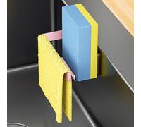 LOXSUN Sponge Holder for Kitchen Sink, Adhesive Dishcloth Holder, Dish Sponge Kitchen Sink Caddy 2 In 1, Metal Dishcloth Racks, Drying Rack for Dishcloths, Sponges, Brushes and Sink Plugs (Rose Gold)