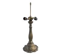 LOXTON LIGHTING Large Table Lamp Base and Harp with UK Plug, Antique Brass Finish, Height 55cm, 40cm Dia Tiffany Shade Compatible, (L305, for 16' Shade)