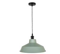 Loxton Lighting Sage Green Metal Pluto Light Shade 14inch Pendant Light Fitting, Modern Black Steel Pendant Set - for Kitchen, Bedroom, Living Room