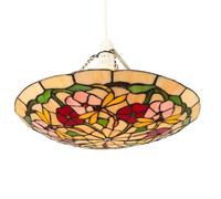 Loxton Lighting - Stained Glass Tiffany Easy-Fit Floral Dragonfly Uplighter Pendant - Stained Glass (PM49UPL)